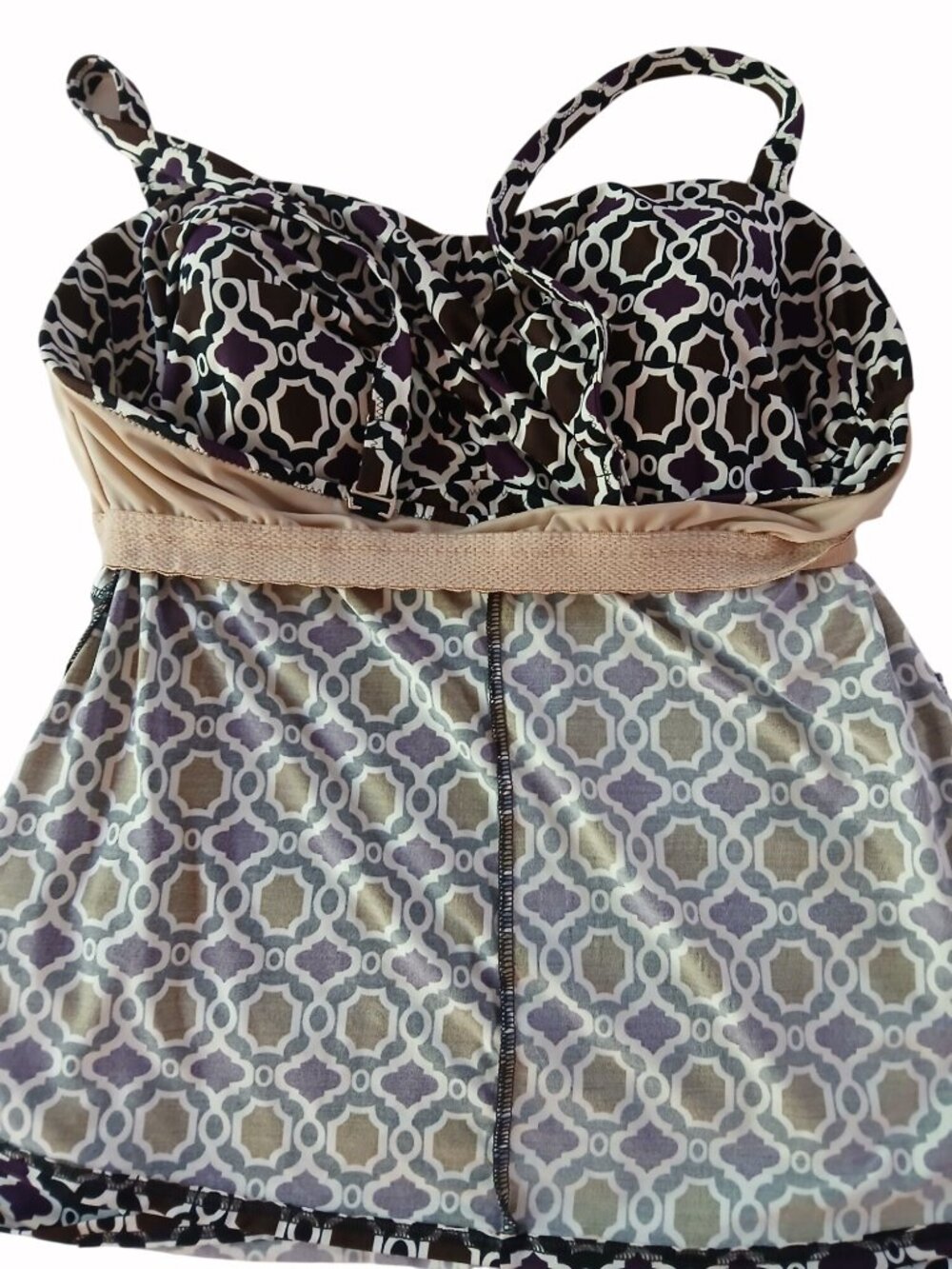 Lands End Top Tankini Swim Size 16 16W Surplice Bust Padded Shelf Bra Geometric - Picture 14 of 15